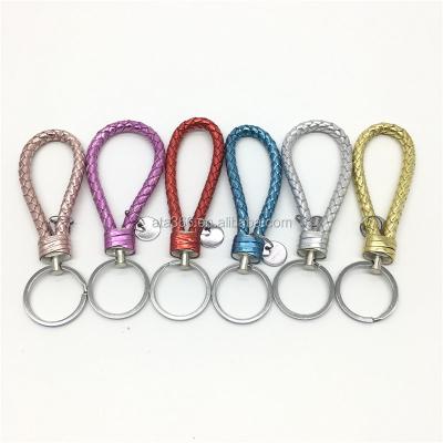 China Promotion Gift Wholesale Gold PU Rope Car Key Chain Leather Braided Leather Braided Leather With Logo for sale