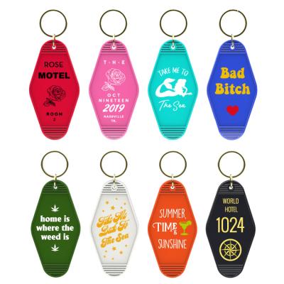 China Custom Plastic Acrylic Logo Hotel/Car Shop Motel Key Chain With Key Ring Blank ABS Motel Keychains Key Tag Your Design Motel Key Chain for sale