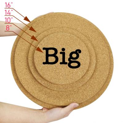 China 8,10,14,16 inch Viable White Round Cork Coaster Custom Big Shape Cork Liner Extra Large 20,25,36,40cm Cork Tray for sale