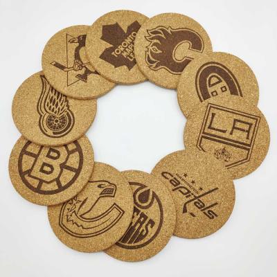 China Customized Round Coaster Viable Cork Holder Custom Logo Cork Coasters Engraved Design Square Wine Beer Cork Coaster 4 Pack for sale