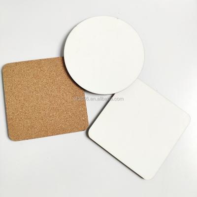 China Viable MDF Sublimation Cork Coaster Blank Custom LOGO Design Square Coaster Wholesale Cork Round Sublimation Coasters With Cork Back for sale