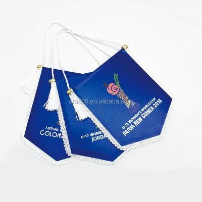 China Custom Sublimation Mini Soccer Pennant Team Pennant Flag Metal Plastic Stick Pennant Sportswear for sale