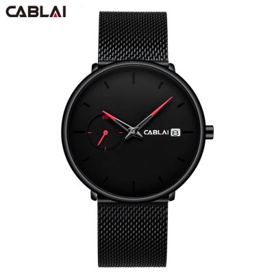 China OEM Custom Men's Watch Classic Mens Mesh Automatic Date Strap Multifunction Steel Calendar Business Casual Watch for sale