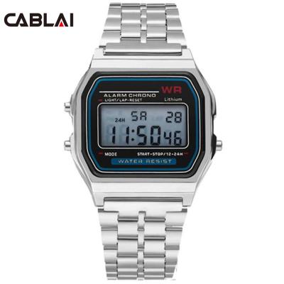 China Hot Selling Alarm Clock Stainless Steel Digital Watch Calendar Stopwatch Cheap Led Wrist Watch for sale