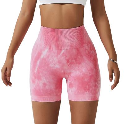 China Breathable Seamless Tie Dye Yoga Shorts Summer Active Wear Butt Yoga Crac! crack! for sale