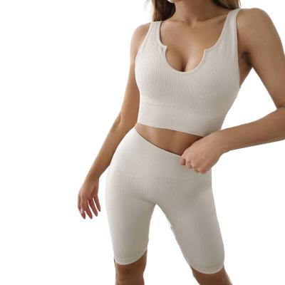 China Popular Breathable Yarn Yoga Set Tight Hip Lift Breast Form Large High Waist Sports Tights Yoga Suit for sale