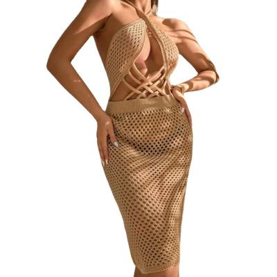 China Sexy New V-Neck Backless Cutout Beach Swimwear Western Halter Bikini Blouse Dress For Women for sale