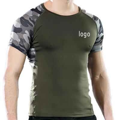 China Anti-Wrinkle Fitness Set Men's Sports Tight Top Quick Dry Outdoor Basketball Fitness Training T-shirt Camouflage Running Panel OEM&ODM for sale