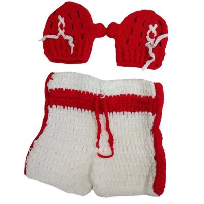 China Breathable Newborn Photography Props Boxing Red Knitted Suit Studio Photography Clothing for sale