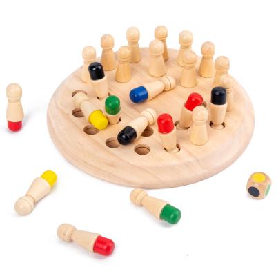 China Cognitive Chess Game Desktop Children's Puzzle Chess Puzzle Baby Chess Safe Wooden Parent-child Memory Color Exercise Toy for sale