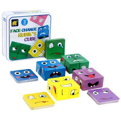 China Confident Children's Training Face-Changing Logical Thinking Building Blocks Puzzle Expression Rubik's Cube Smiling Face Rubik's Cube for sale