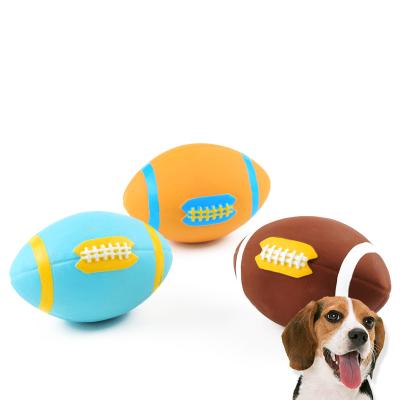 China Stocked Dog Ball Toys Interactive Latex Vocal Clean Teeth Rugby Gnaw Toy Pet Supplies for sale