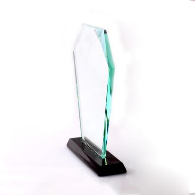 China Europe Jade Clear Crystal Awards Crystal Trophies Empty Glass Award With Black Crystal Base for sale