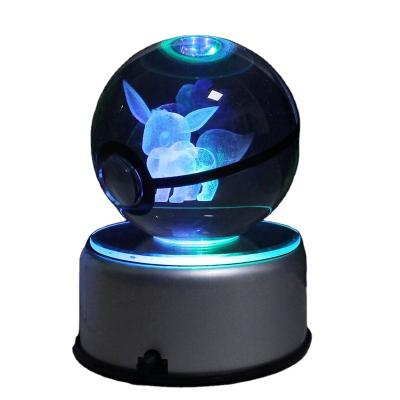 China Cheap Europe Nice Glass K9 3D Crystal Ball Lighting Up Pokemon Crystal Ball for sale