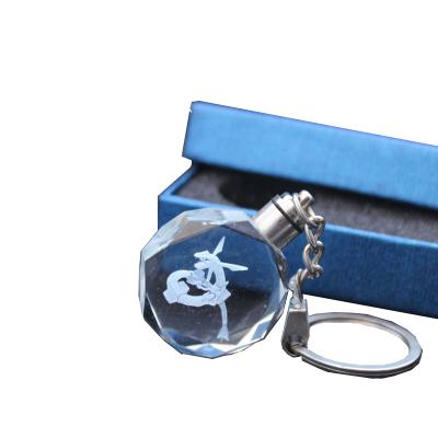 China Fashion For Wholesale 3D Crystal Octagonal Rayquaza k9 Laser Crystal Key Chain Key Chain With Led Light for sale