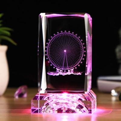 China Europe 50*50*100MM Crystal Cube Ferris Wheel With Crystal Led Base For Crystal Wedding Rose Gifts for sale