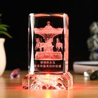 China Europe 50*50*100MM Crystal Cube For Carousel With Led Crystal Base For Valentine's Day Gift for sale