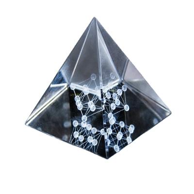 China Europe Customized 3D Laser Glass Geometric Crystal Pyramid Crystal Paperweight Patterns for sale