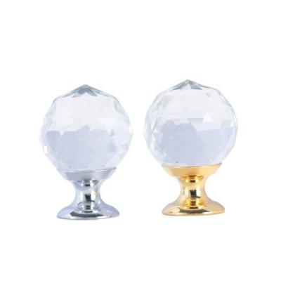 China Crystal Door Knob Modern Door Handle Post Modern Ball Shaped Transparent Glass Door Handle for sale