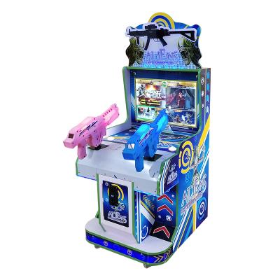 China Coin Operated Plastic Colorful Park Double Person Shooting Gun Game Machine for sale