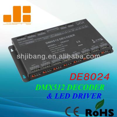 China DE8024 1152w 576w 2a dc rgb 24ch dmx decoder with rj45 L250*W130*H24(mm) for sale