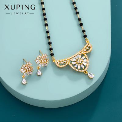 China CLASSIC Jewelry Set Women's New 24K Gold Synthetic Gem Necklace Earrings for sale