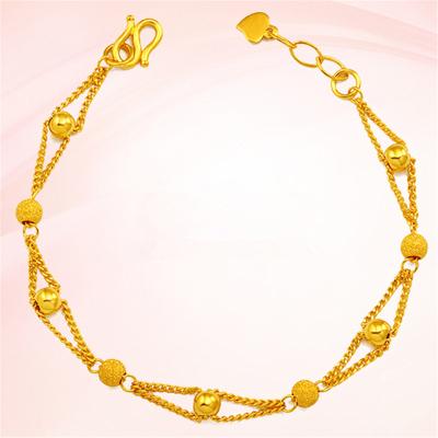 China Religious Hot Selling Vietnam Gold Plated Sand Bead Bracelet Gold Plated Euro Gold Coin Bracelet Creative Beaded Bracelet Bangle New for sale