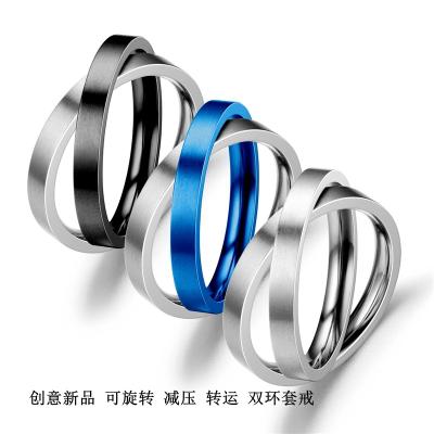 China Hyperbole E-commerce Explosion Border Decompression Turning Female Stainless Steel Couples Ring European for sale