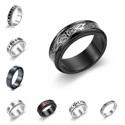 China Creative Hiphop Star Moon Rotation Ring Stainless Steel Couples Ring Titanium Steel Ring for sale