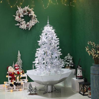 China Snowfall Lighting Arvores Silver Color Snow Christmas Tree New Design Musical Native Unique Artificial Trees For Holiday Xmas Decoration for sale