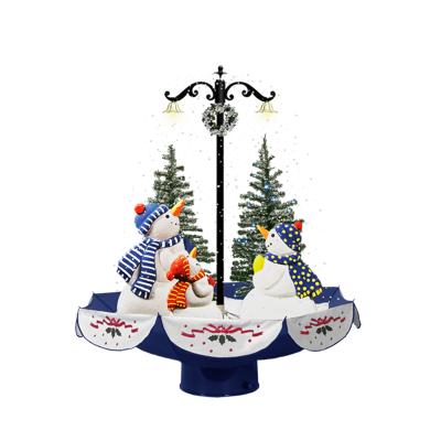 China snowfall & musical & 5.7ft Snow Christmas Ornament Light Christmas Tree Lighting Set Home Decor Trio Snowman Snowfall Figures With Umbrella Base for sale