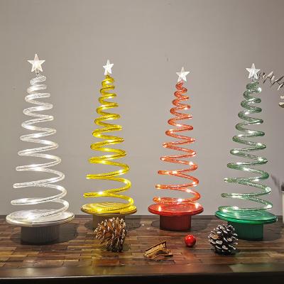 China Christmast ornament adornos navideos 30cm 35cm 46cm Pre-lit circle metal led spiral Christmas tree light tree for holiday decoration for sale