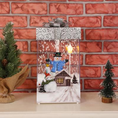 China Snowfall Lighting 2021 Musical Christmas Gift Boxes Home Novedadess Music Purse Box Lights Christmas Christmas Gift Bag Plastic Decoration for sale