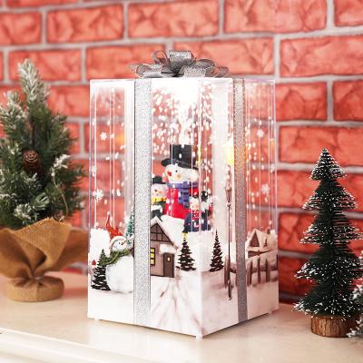 China Snowfall Lighting Custom Santa Snow Globe Christmas Rectangle Adapter Snowfall Lamp Lantern Musical Party Supplies Holiday Decoration CE Rohs BSCI Adapter for sale