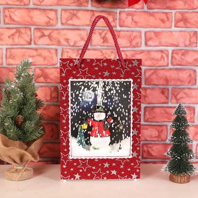 China Festival Decoration Pick Portable Handcrafted Christmas Led Lantern Music Gift Box Plastic Handbag for sale