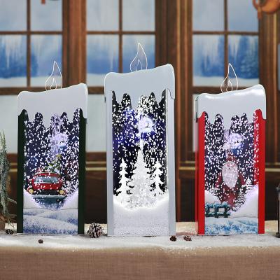 China Snowfall Lighting Musical Euopean Style Led Decorative Candle Flickering Christmas Lantern 2021 New Arrivals For Christmas Holiday Adapter 2 Color for sale