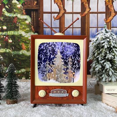 China Village Indoor Antique Table TV Christmas Festival Decoration Selection Polyresin Lantern Cabinet Decorative Christmas Led Lantern for sale