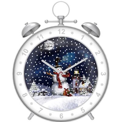 China White Musical Christmas Lights Alarm Clock Snowfall Product With Christmas Songs for sale