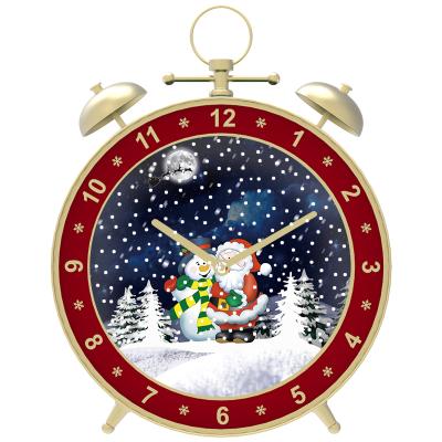 China Christmas Day Decoratiom Christmas Musical Red Clock Home Multicolor Snowfall Selection for sale