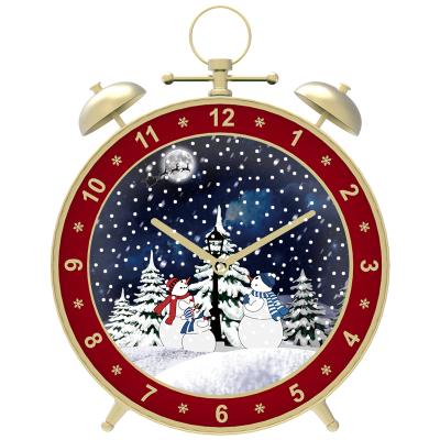 China Christmas Day Decoratiom Christmas Lights Santa Red Alarm Clock Snowing Christmas Home Decoration for sale