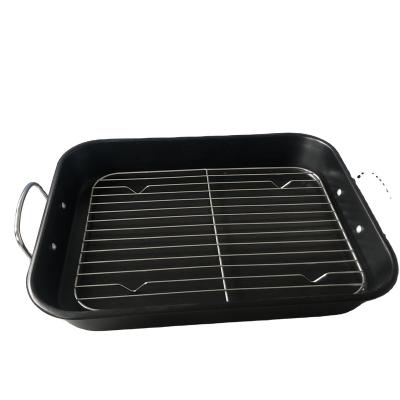 China 37cm Carbon Steel Sustainable Rotisserie Pan Cake Tray Bakeware Pan with Handle and Stand for sale