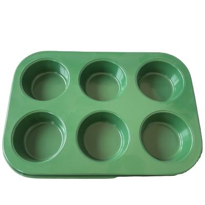 China Sustainable 6-Cup Muffin Pan Cake Carbon Steel Baking Tray Pan For Baked Goods And Galleys for sale