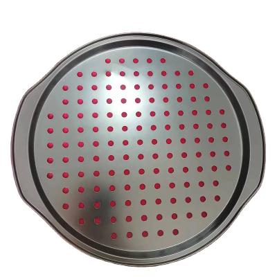 China Hot Selling Non-stick Carbon Steel Viable Round Pizza Pan Pizza Tray 13 Inch Pizza Plate for sale