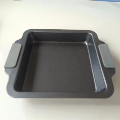 China Hot Selling Carbon Steel Silicon Handle Viable Square Shape Mold Square Mold With Silicon Handle Kitchen Bakeware for sale