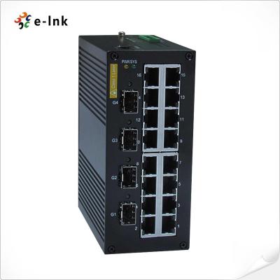 China fiber optic communication & Networking 16x10/100M PoE Ports + 4x1000M SFP Ports Industrial Gigabit Network Managed PoE Switch for sale