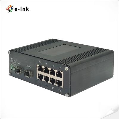 China fiber optic communication & Networking 8x10/100/1000M Ethernet RJ45 Ports + 2x1000M SFP Ports Industrial Gigabit Ethernet Switch for sale