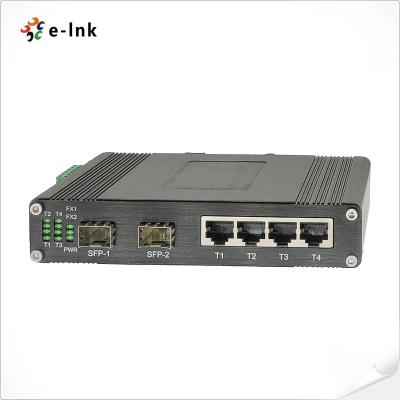 China Industrial Ethernet Switch 4 x 10/100/1000M Ethernet Ports + 2 x 1000M SFP Ports Gigabit Industrial Ethernet Switch for sale