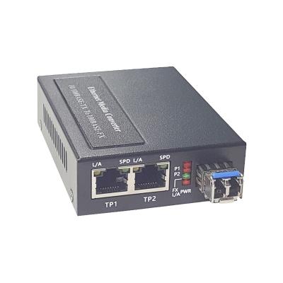 China Commercial 2x10/100/1000BASE-T to 1x100/1000BASE-X SFP Media Converter with Integrated Power Supply LNK-1200G-SFP for sale