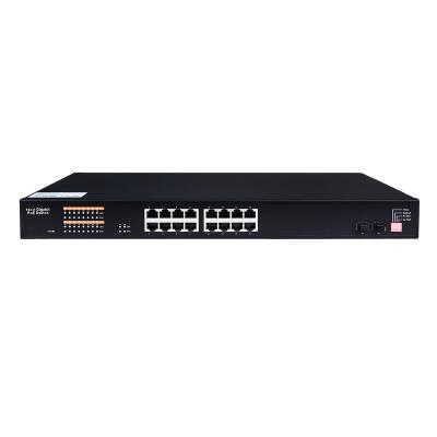 China fiber optic communication & 16-Port Unmanaged 10/100/1000M 802.3at PoE Networking + 2-Port 100/1000M SFP PoE Switch for sale