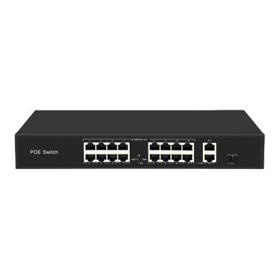 China fiber optic communication & Networking 16 Ports 10/100Mbps PoE Switch with 2 x Gigabit Ethernet Uplink Ports + 1 x Gigabit SFP Uplink Port for sale